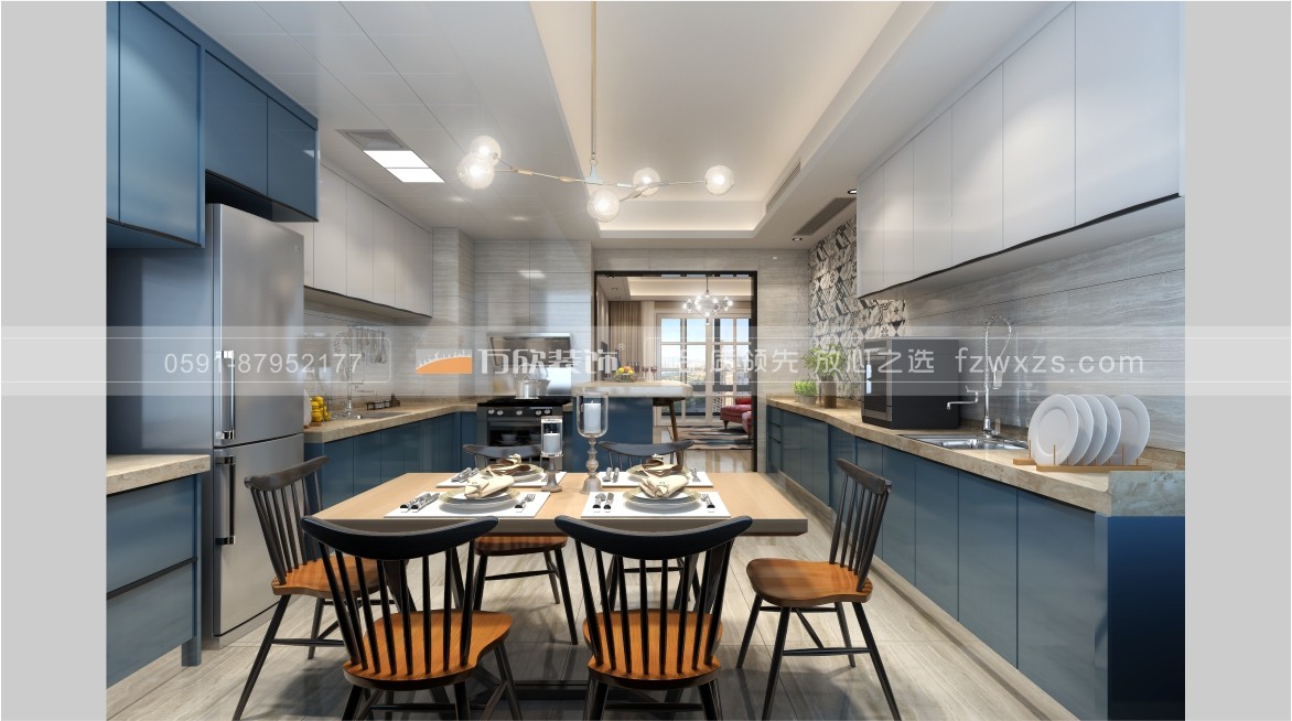 融信瀾郡A5#05現(xiàn)代風格餐廳廚房裝修效果圖